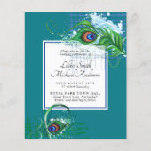 Elegant PEACOCK FEATHER Wedding Invite BUDGET (Voorkant)