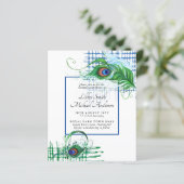 Elegant PEACOCK FEATHER Wedding Invite BUDGET (Staand voorkant)