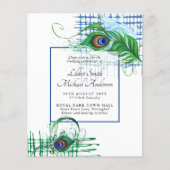 Elegant PEACOCK FEATHER Wedding Invite BUDGET (Voorkant)