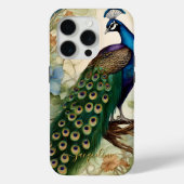 Elegant Peacock Feathers Art Nouveau Naam Case-Mate iPhone Case (Achterkant)
