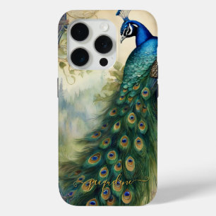 Elegant Peacock Feathers Art Nouveau Naam iPhone 15 Pro Case