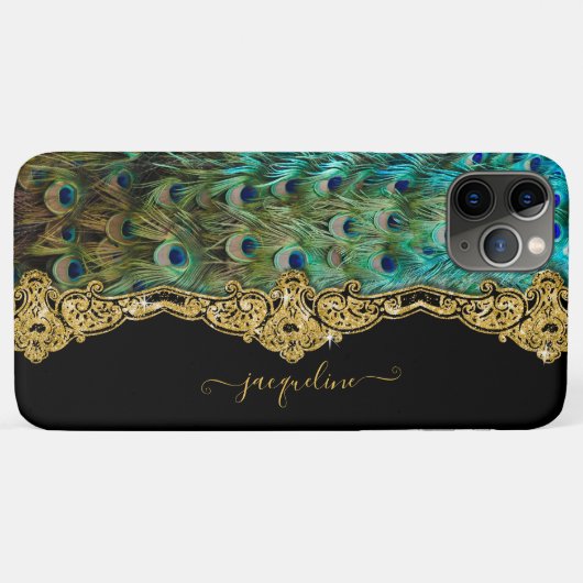  Elegant Peacock Feathers Baroque Rococo Case-Mate iPhone Case (Achterkant (horizontaal))