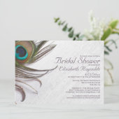 Elegant Peacock Feathers Bridal Shower Invitations Kaart (Staand voorkant)