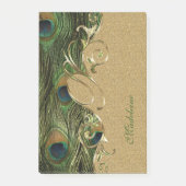 Elegant Peacock Feathers Gold Ornament Monogram Post-it® Notes (Voorkant)