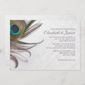 Elegant Peacock Feathers Wedding Invitations Kaart (Voorkant / Achterkant)