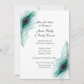 Elegant Peacock Feathers Wedding Kaart (Voorkant)