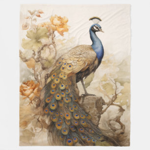 Elegant Peacock Fleece Deken