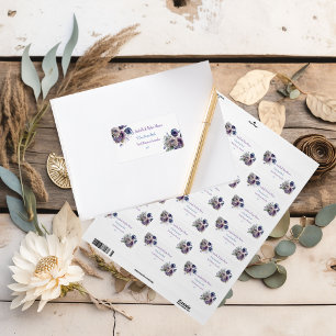 Élégant Peacock Floral Matching Étiquettes de adre