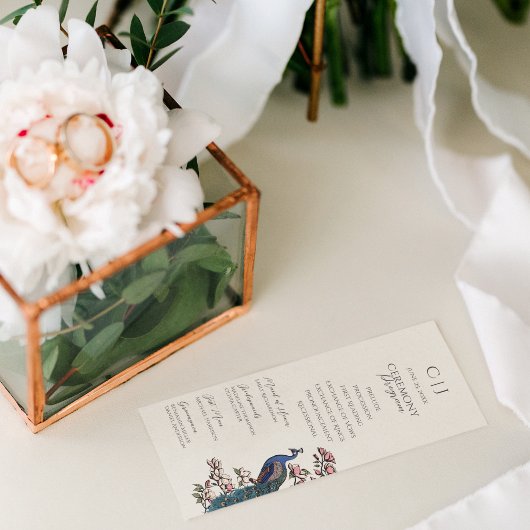 Élégant Peacock Floral Ordre des programmes de ser