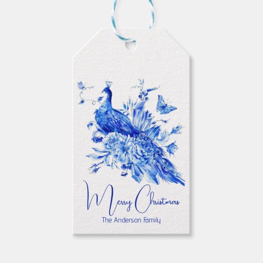 Elegant Peacock gepersonaliseerd kerstcadeau Label Cadeaulabel (Voorkant)
