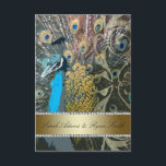 Elégant Peacock Gold Réception Invitation<br><div class="desc">Utilisez cet élégant paon avec des faux bijoux invitations de réception à l'invitation vos invités à votre réception pour votre mariage. Customisez complètement avec toutes vos informations sur le dîner de répétition mariage.</div>