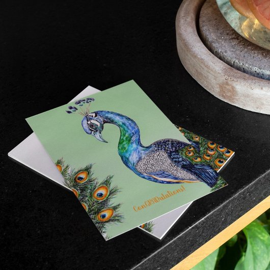 Élégant Peacock Graduation Plié Carte de voeux