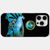 ELEGANT PEACOCK IN BLAUW, AQUAMARINE MONOGRAM Case-Mate iPhone CASE (Achterkant (horizontaal))