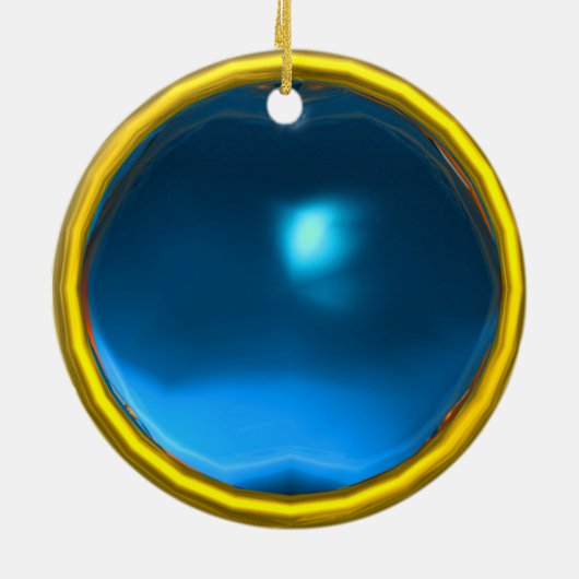 ELEGANT PEACOCK IN BLUE SAPPHIRE, blauwgroen, turq Keramisch Ornament (Achterkant)