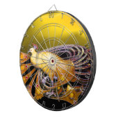 ELEGANT PEACOCK IN GOLD YELLOW DARTBORD (Voorkant Rechts)