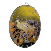 ELEGANT PEACOCK IN GOLD YELLOW DARTBORD (Voorkant Links)