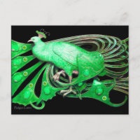 ELEGANT PEACOCK IN GREEN BLACK