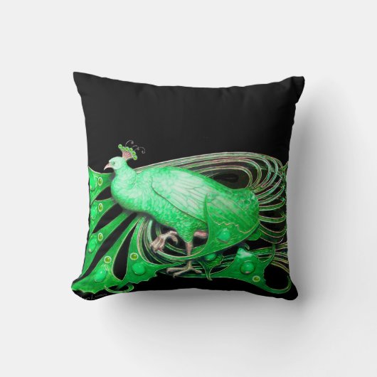 ELEGANT PEACOCK IN GREEN BLACK KUSSEN (Voorkant)