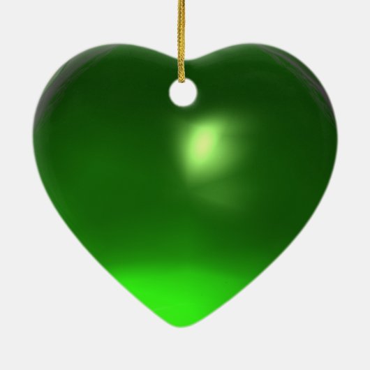 ELEGANT PEACOCK IN GREEN EMERALD HEART KERAMISCH ORNAMENT (Achterkant)