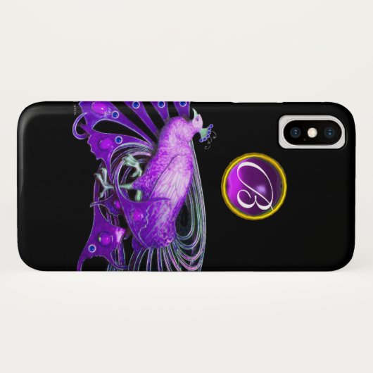 ELEGANT PEACOCK IN PAARS, AMETHYST MONOGRAM Case-Mate iPhone CASE (Achterkant (horizontaal))