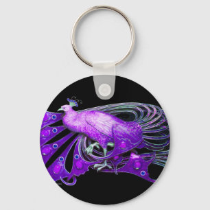 ELEGANT PEACOCK IN PAARS EN ZWART SLEUTELHANGER