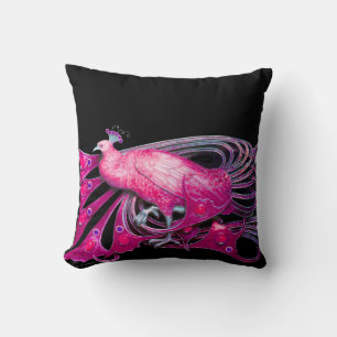 ELEGANT PEACOCK IN PINK FUCHSIA BLACK KUSSEN