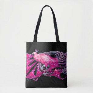 ELEGANT PEACOCK IN PINK, FUCHSIA, ZWART DRAAGTAS