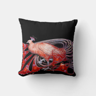 ELEGANT PEACOCK IN RED BLACK KUSSEN