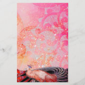 ELEGANT PEACOCK IN RED SPARKLING PINK FUCHSIA BRIEFPAPIER (Voorkant)