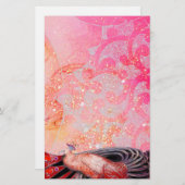 ELEGANT PEACOCK IN RED SPARKLING PINK FUCHSIA BRIEFPAPIER (Voorkant / Achterkant)