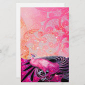 ELEGANT PEACOCK IN SPARKLINKFUCHSIA BRIEFPAPIER (Voorkant / Achterkant)