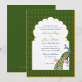 Elegant Peacock Indische bruiloft Donkergroen Kaart (Voorkant / Achterkant)