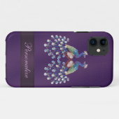 Elegant Peacock Jewels print Paars op maat Case-Mate iPhone Case (Achterkant (horizontaal))