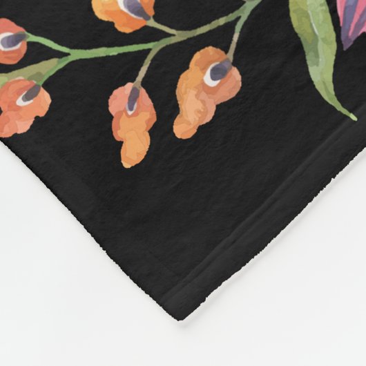 Elegant Peacock met Bloemen als Lusje en Bericht Fleece Deken (Hoek)