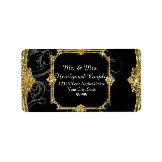 Elegant Peacock met scrollers Indische bruiloft Etiket (Voorkant)