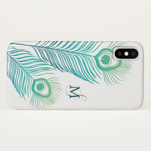 Elegant Peacock Monogram Case-Mate iPhone Case (Achterkant (horizontaal))