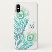 Elegant Peacock Monogram Case-Mate iPhone Case (Achterkant)