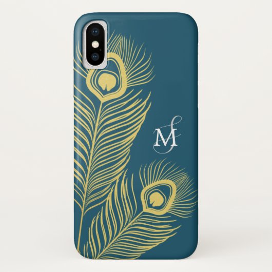 Elegant Peacock  Monogram Case-Mate iPhone Case (Achterkant)