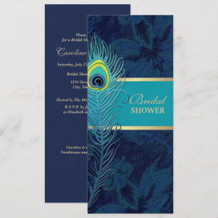 Elegant Peacock Navy Blue Vrijgezellenfeest Kaart