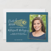 Élégant Peacock Or Faire-part de Graduation (Devant)