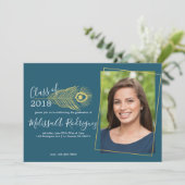 Élégant Peacock Or Faire-part de Graduation (Debout devant)