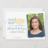 Élégant Peacock Or Faire-part de Graduation (Devant)