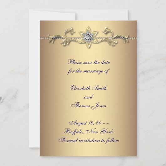 Elégant Peacock Or Invitations de mariage (Dos)