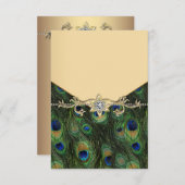 Elégant Peacock Or Invitations de mariage (Devant / Derrière)