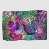 Elegant Peacock Paars Blauwgroen Golfhanddoek (Horizontaal)