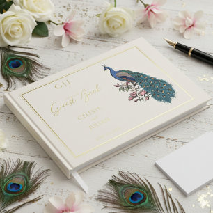 Elegant Peacock Photo Mariage Livre d'invité