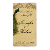 Elegant Peacock Posh Weddenschap Wine Label (Voorkant)