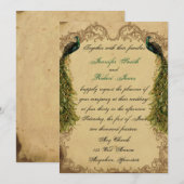 Elegant  Peacock Posh Wedding Invitation Kaart (Voorkant / Achterkant)