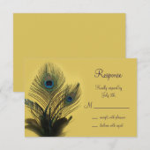 Elegant Peacock RSVP (geel) Kaartje (Voorkant / Achterkant)