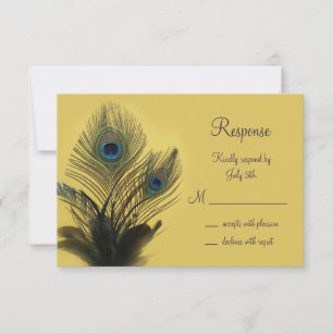 Elegant Peacock RSVP (geel) Kaartje
